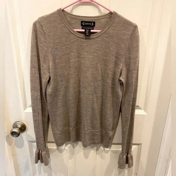 Nanette Lepore Merino wool brown bell sleeve sweater size‎ medium - Picture 1 of 4